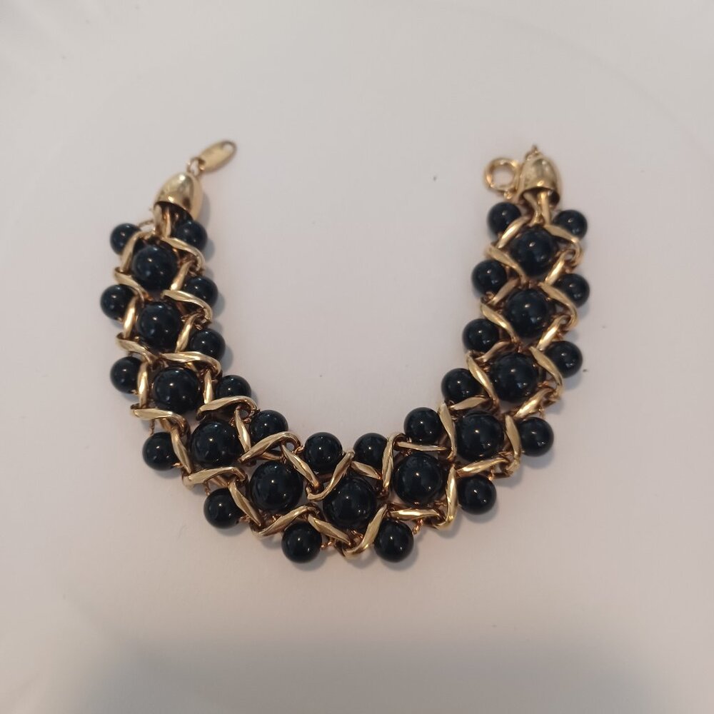 Vintage Trifari™ Black Beaded Bracelet